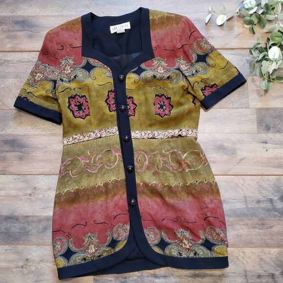 Vintage Ann Tobias Button Front Indigo Jacket Size 8 - Picture 1 of 12